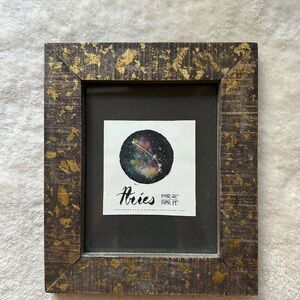 Hand Painted Aries Zodiac Art in Rustic Frame 🖼️